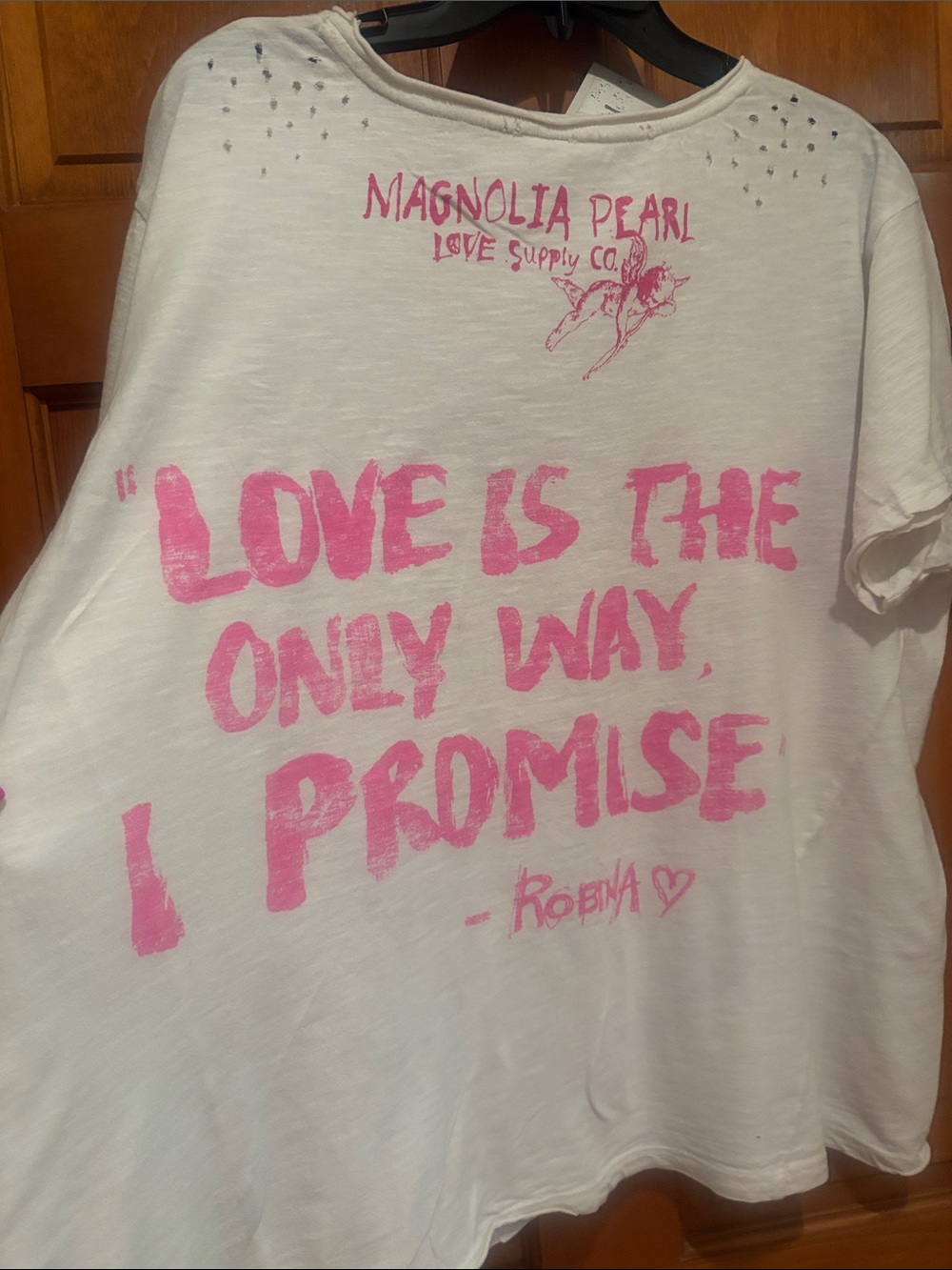 Magnolia Pearl White Tee with Pink Heart Graphic - Picture 10 of 10